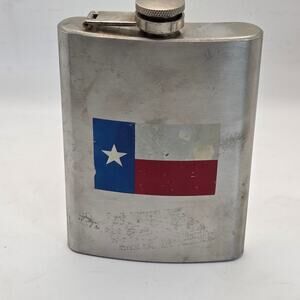 Texas Flag Stainless Steel 8oz Hip Flask Unbranded Drinkware Used Condition